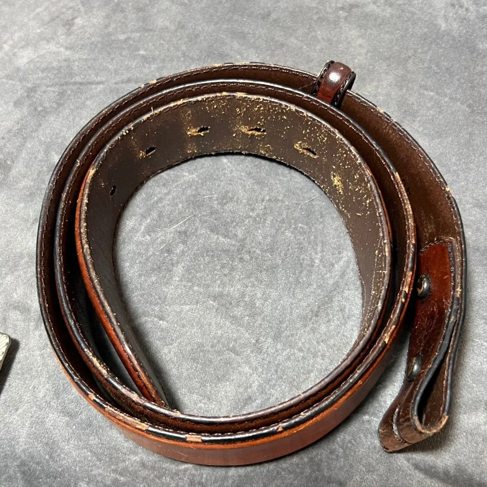 Vintage Silver Creek Classics Brown Leather Western Belt Size 40 Stone Buckle